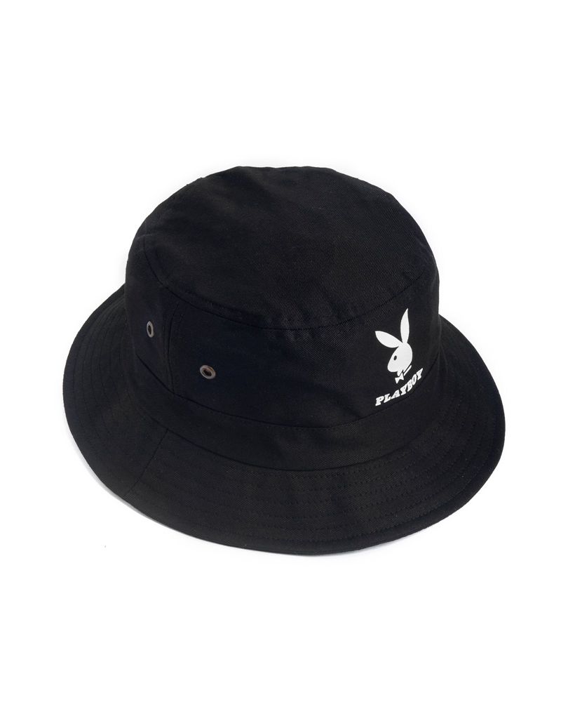 Sombreros Playboy Rabbit Head Bucket Hombre Negros | 1059-JPDVG