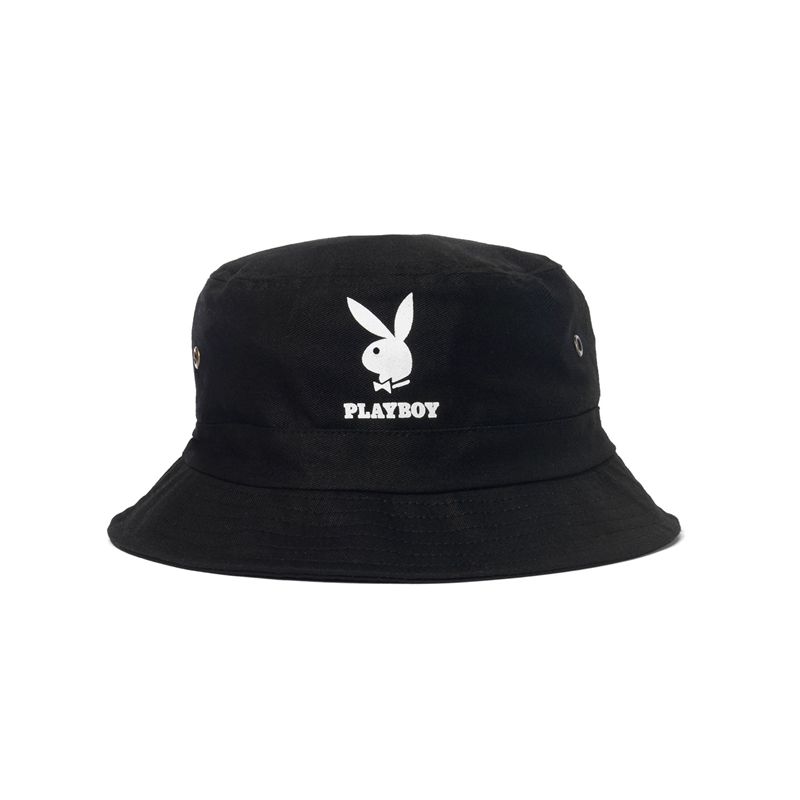 Sombreros Playboy Rabbit Head Bucket Hombre Negros | 1059-JPDVG