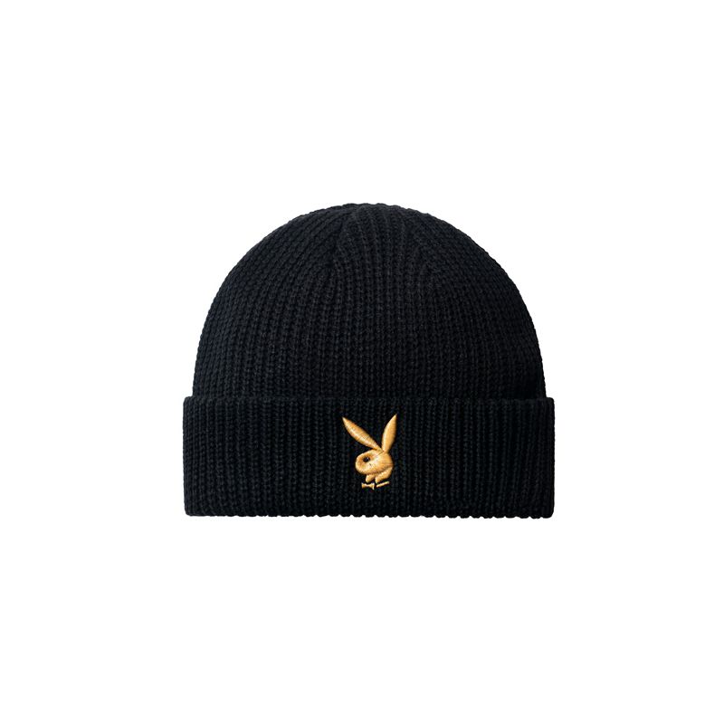 Sombreros Playboy Rabbit Head Knit Beanie Hombre Negros Blancos | 0254-KPTHR