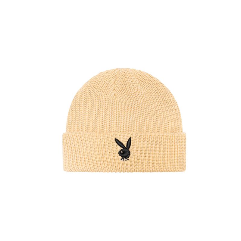 Sombreros Playboy Rabbit Head Knit Beanie Hombre Negros Blancos | 0254-KPTHR