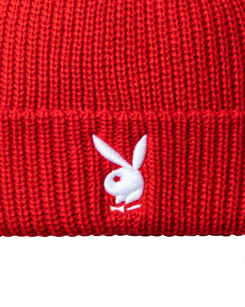 Sombreros Playboy Rabbit Head Knit Beanie Hombre Rojos | 3705-JHAEO