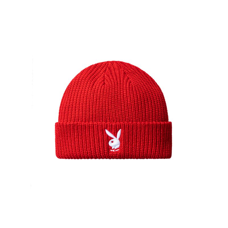 Sombreros Playboy Rabbit Head Knit Beanie Hombre Rojos | 3705-JHAEO