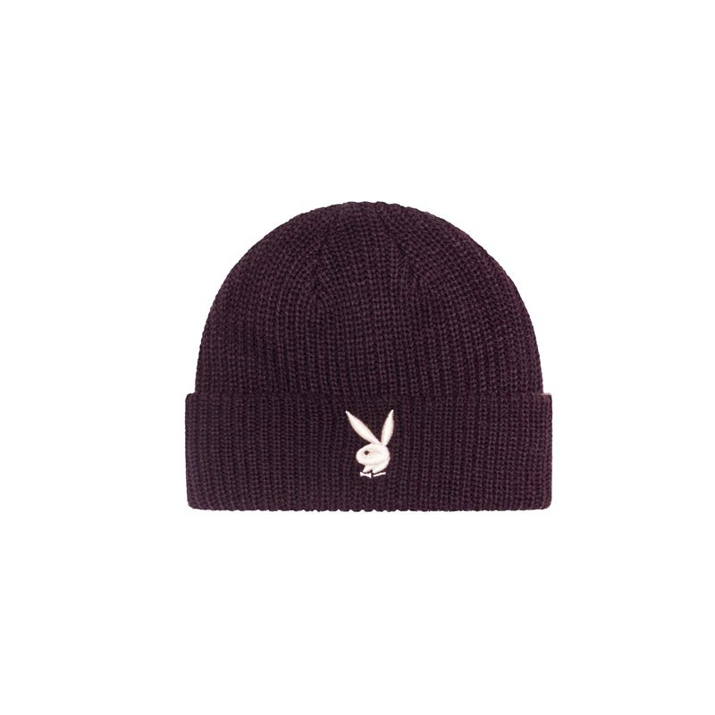 Sombreros Playboy Rabbit Head Knit Beanie Mujer Negros Blancos | 5190-TMSYH