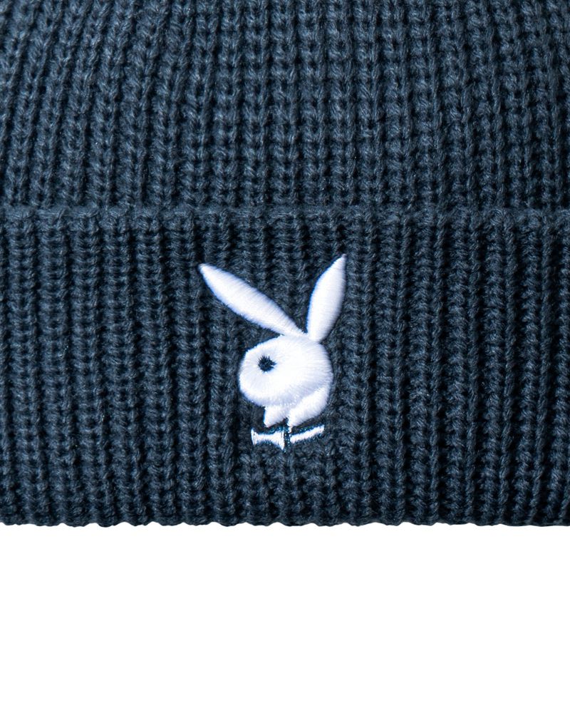 Sombreros Playboy Rabbit Head Knit Beanie Mujer Negros Blancos | 9041-ZOLGX