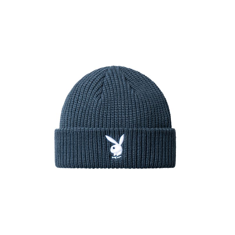 Sombreros Playboy Rabbit Head Knit Beanie Hombre Azules | 9217-SAFIO