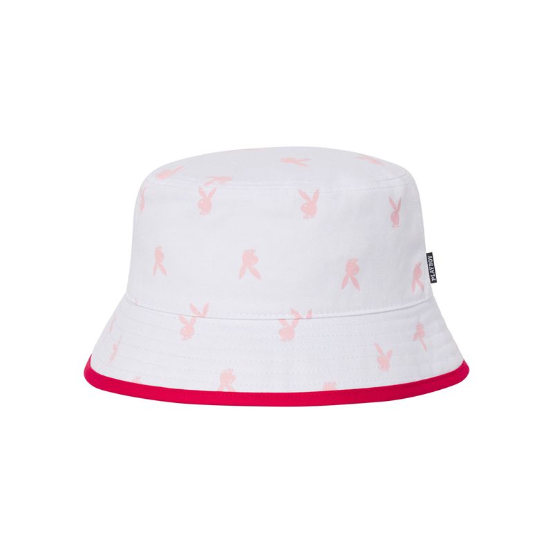 Sombreros Playboy Rainbow Lining Rabbit Head Bucket Hombre Blancos Rosas | 9873-EZTNF