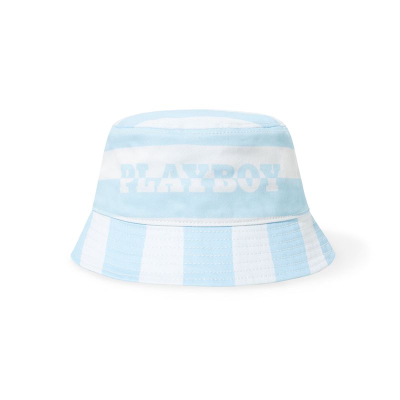 Sombreros Playboy Stripe Vip Club Bucket Hombre Blancos Azules | 4321-ROKSI