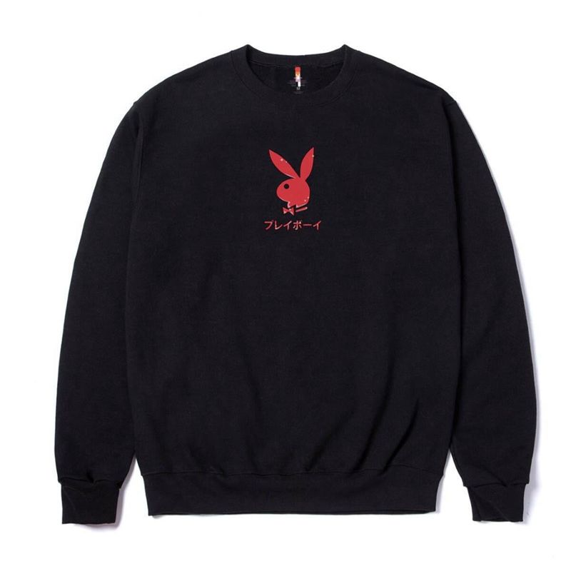 Sudadera Con Capucha Playboy Ace Of Hearts Crewneck Sweat Hombre Negros | 1307-YCFAV