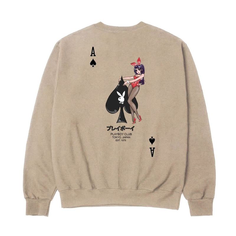 Sudadera Con Capucha Playboy Ace Of Spades Crewneck Sweat Hombre Marrom | 8193-FMOQY