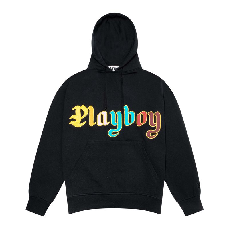 Sudadera Con Capucha Playboy Amenities Hombre Negros | 8603-USIJX