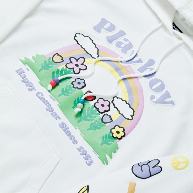 Sudadera Con Capucha Playboy Beaded Rainbow Mujer Blancos | 7530-VPHYC