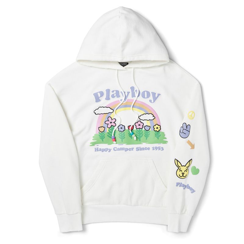 Sudadera Con Capucha Playboy Beaded Rainbow Mujer Blancos | 7530-VPHYC