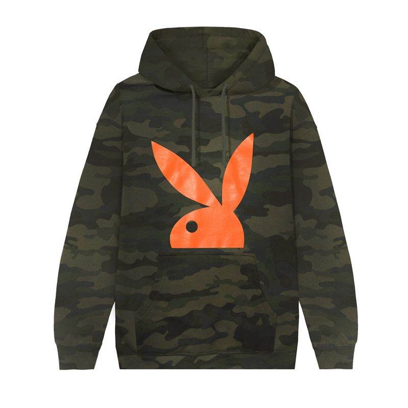 Sudadera Con Capucha Playboy Camo Rabbit Head Hombre Negros | 5167-FNJXE