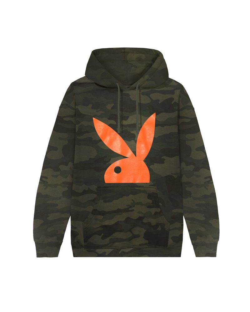 Sudadera Con Capucha Playboy Camo Rabbit Head Hombre Negros | 5167-FNJXE