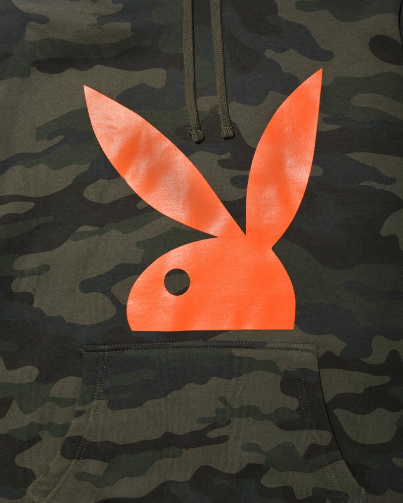 Sudadera Con Capucha Playboy Camo Rabbit Head Hombre Negros | 5167-FNJXE