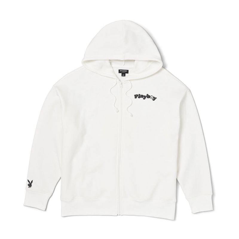 Sudadera Con Capucha Playboy Camper Oversized Mujer Blancos | 4519-RBQVT