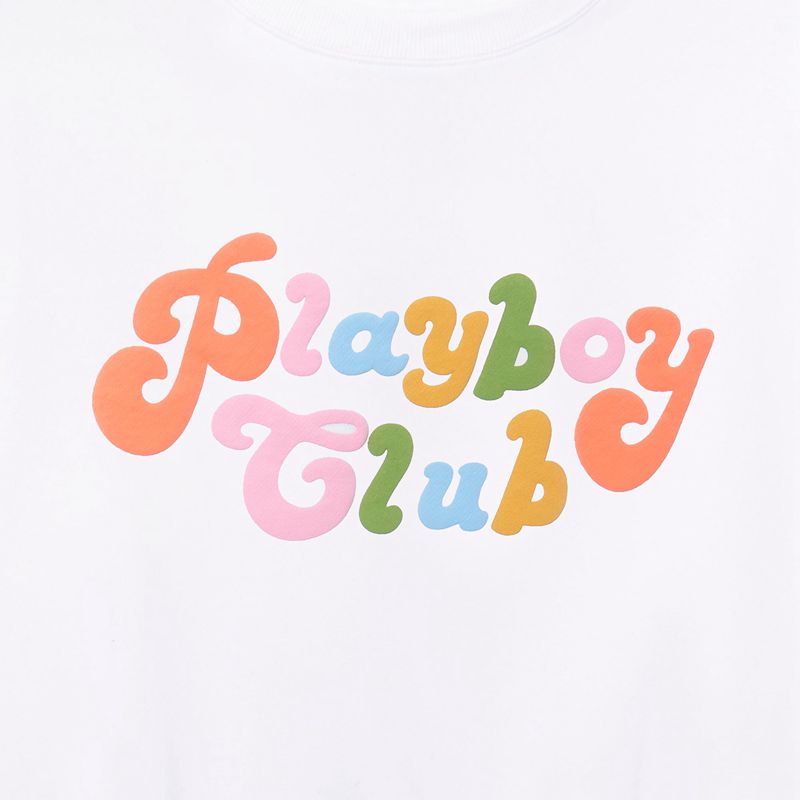 Sudadera Con Capucha Playboy Club Rainbow Crewneck Mujer Blancos | 4062-PGNZW