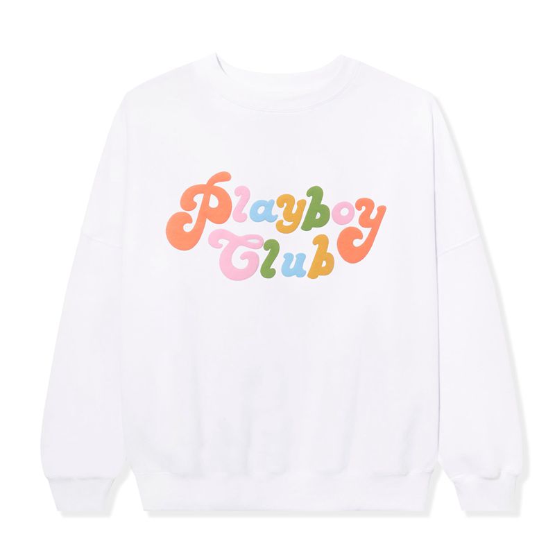 Sudadera Con Capucha Playboy Club Rainbow Crewneck Mujer Blancos | 4062-PGNZW