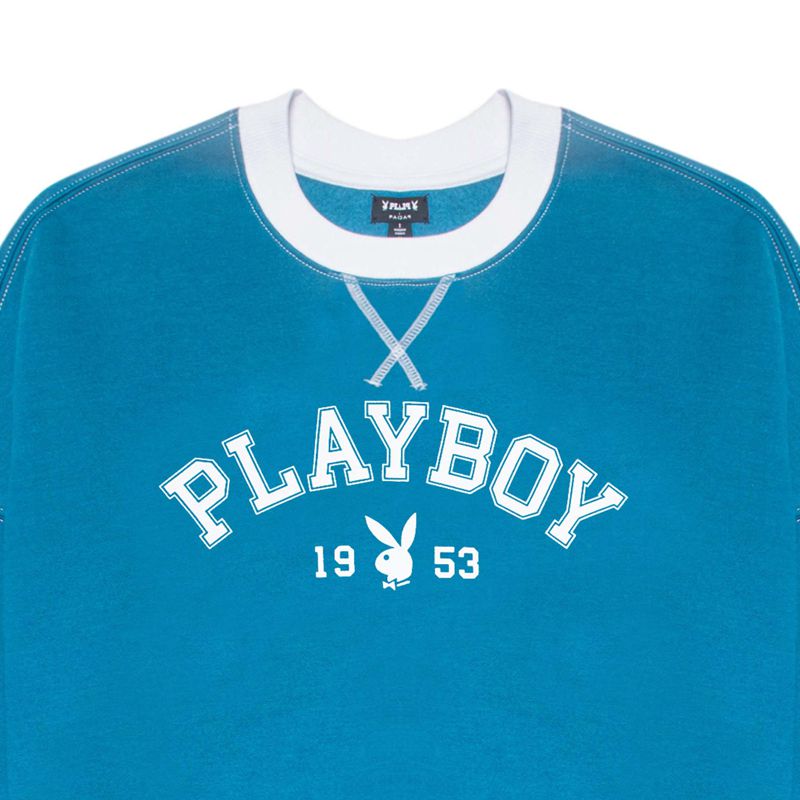 Sudadera Con Capucha Playboy Contrast 1953 Crewneck Mujer Azules | 2073-ONZBW