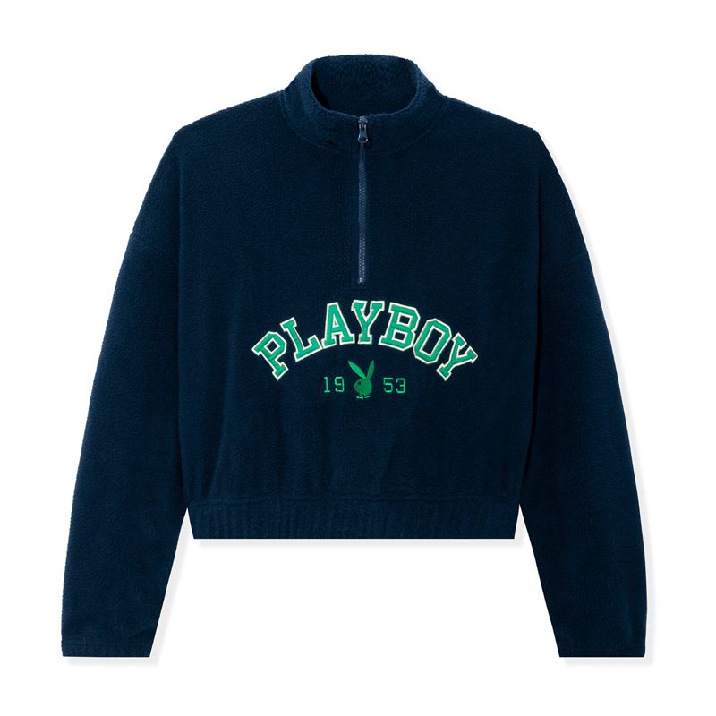 Sudadera Con Capucha Playboy Fleece Half-Zip Mujer Azules | 0417-RZFDI