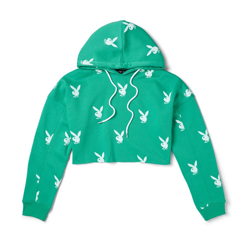 Sudadera Con Capucha Playboy Green Bunny Mujer Verdes | 9587-FAROZ