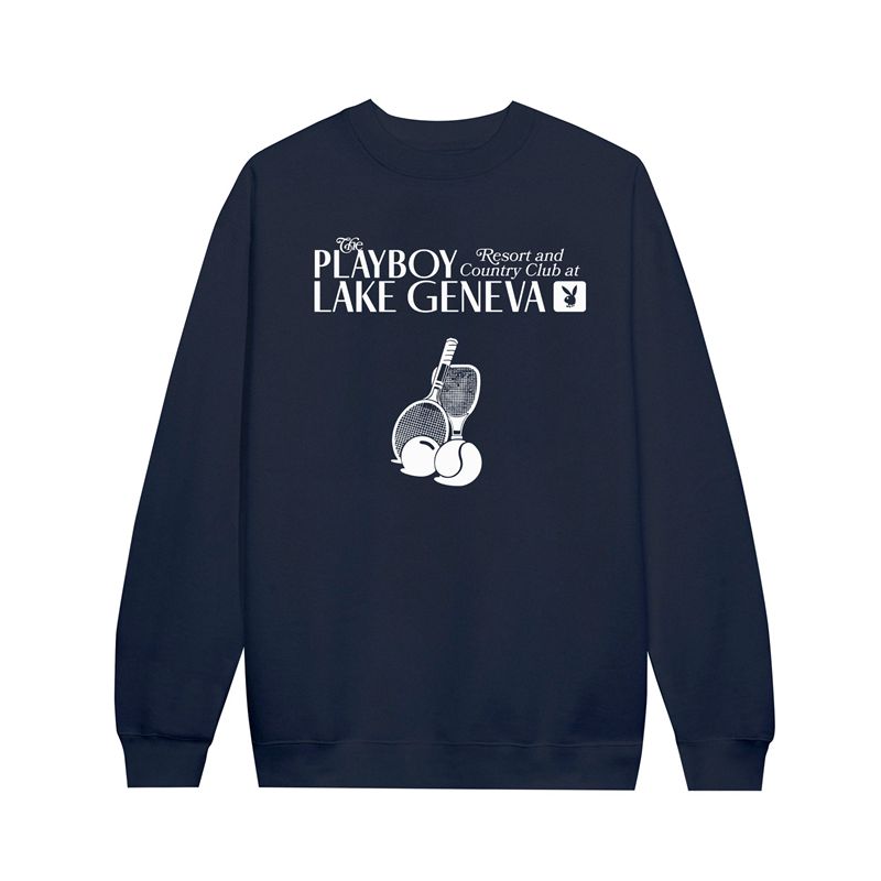 Sudadera Con Capucha Playboy Lake Geneva Tenis Club Crewneck Mujer Blancos | 0569-BDMTK