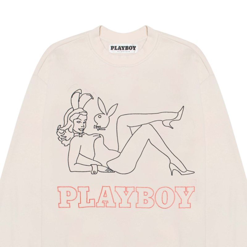 Sudadera Con Capucha Playboy Late Night Crewneck Hombre Rosas | 0653-VYPCE