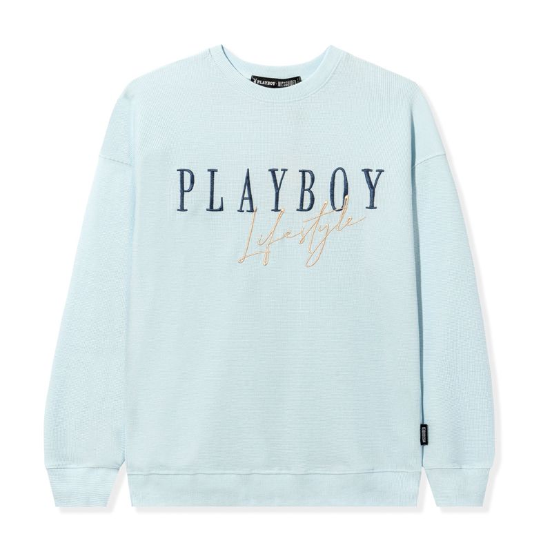 Sudadera Con Capucha Playboy Lifestyle Crewneck Mujer Azules Claro | 0794-RSQFM