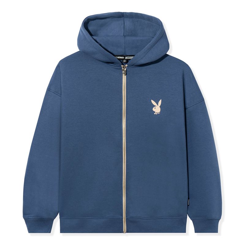 Sudadera Con Capucha Playboy Lifestyle Zip-Up Mujer Azules | 6549-HTSEM