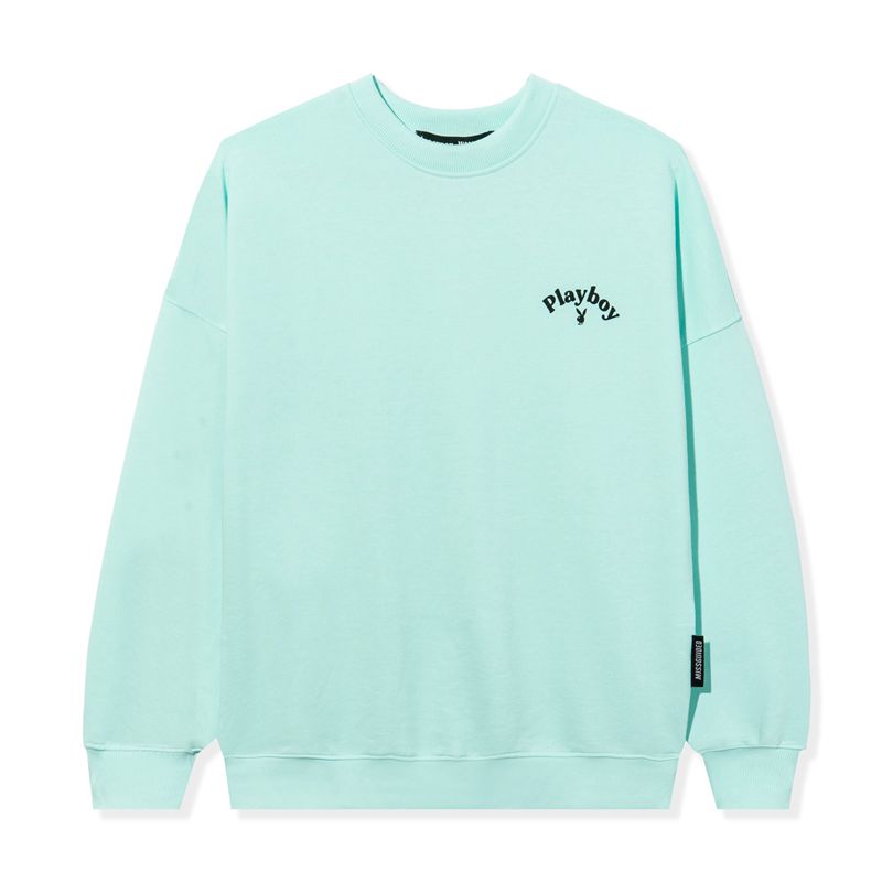 Sudadera Con Capucha Playboy Logo Oversized Crewneck Mujer Verde Menta | 6584-WMEPS