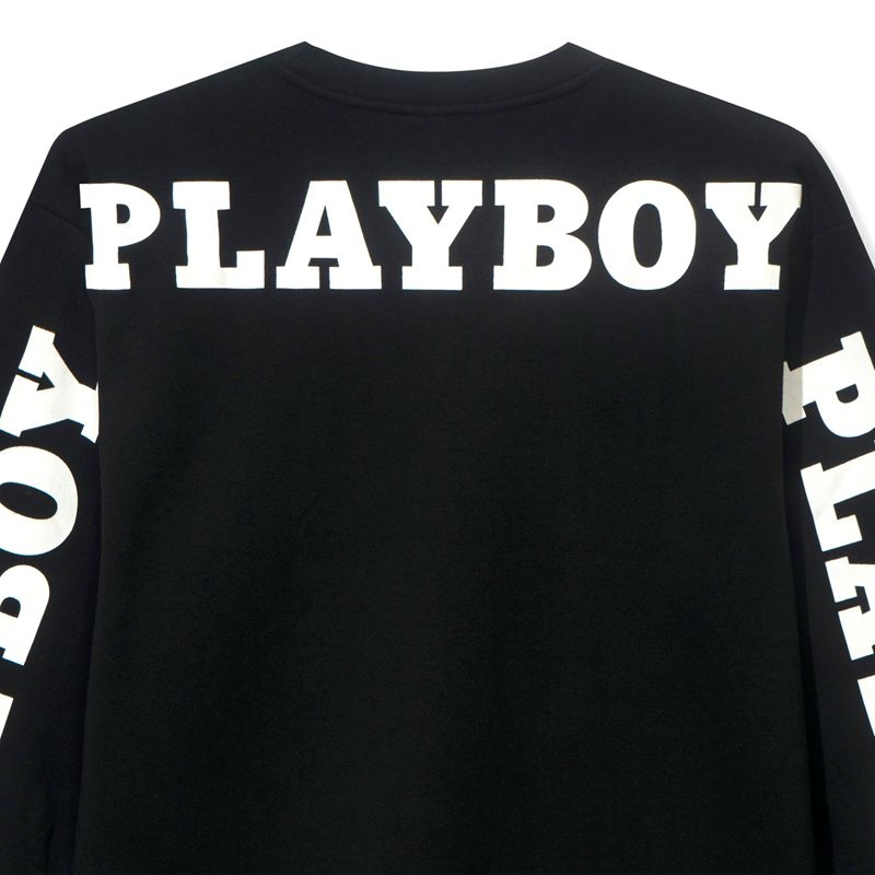 Sudadera Con Capucha Playboy Masthead Pullover Crewneck Hombre Negros | 7160-ZALGH