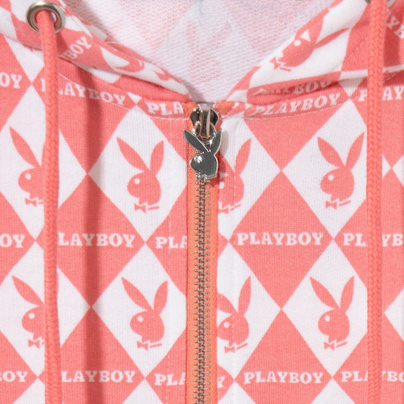 Sudadera Con Capucha Playboy Missguided Rabbit Head Oversized Zip-Up Mujer Rosas | 3068-PIGHV