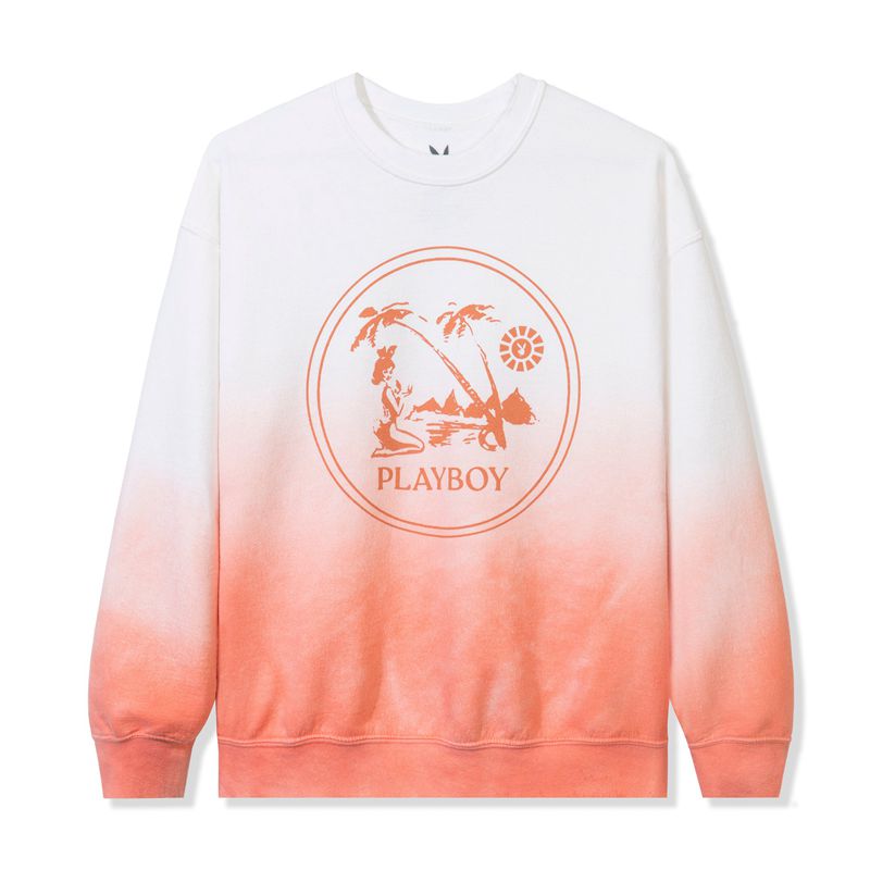 Sudadera Con Capucha Playboy Ombre Crest Crewneck Mujer Blancos Naranjas | 4976-UMVYE