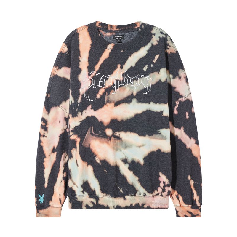 Sudadera Con Capucha Playboy Tie-Dye Grunge Crewneck Mujer Multicolor | 3859-ILNHW