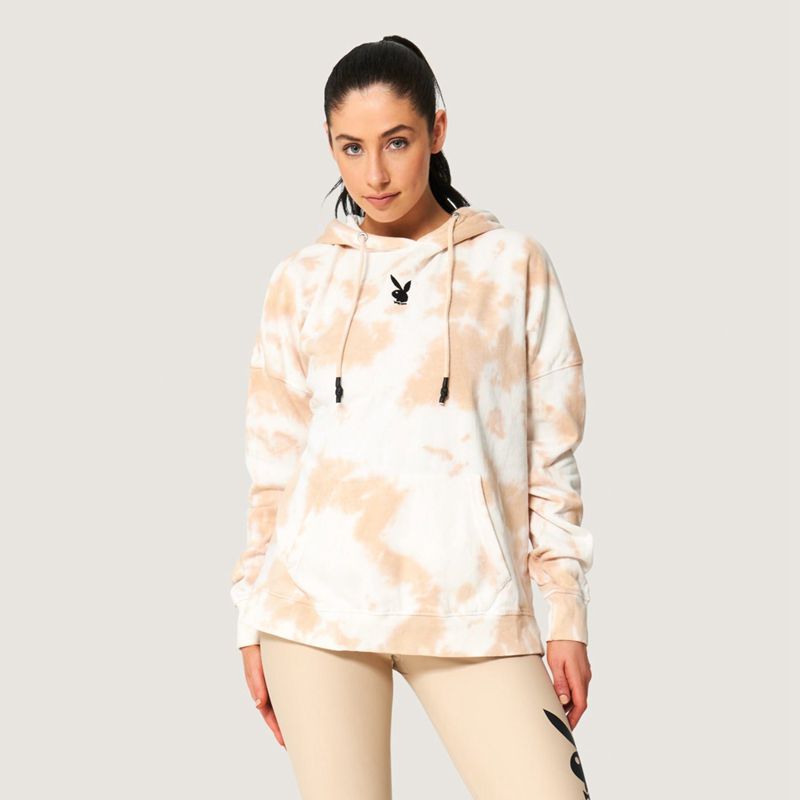 Sudadera Con Capucha Playboy Tie Dye Oversized Mujer Blancos Marrom | 5187-WDAPG