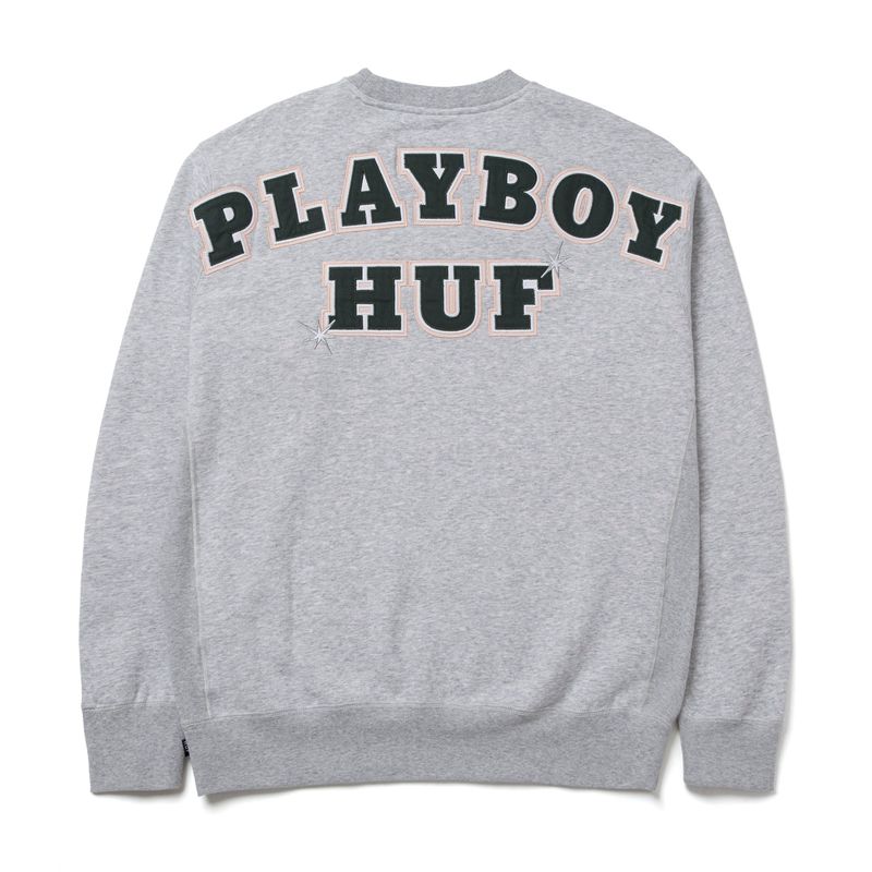 Sudadera Con Capucha Playboy X Huf Rabbit Head Crewneck Hombre Negros | 9583-VBMNI