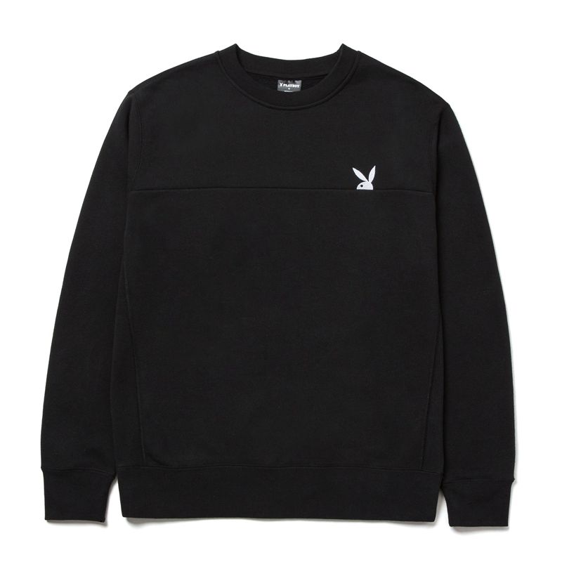 Sudadera Con Capucha Playboy X Huf Rabbit Head Crewneck Hombre Negros | 9583-VBMNI