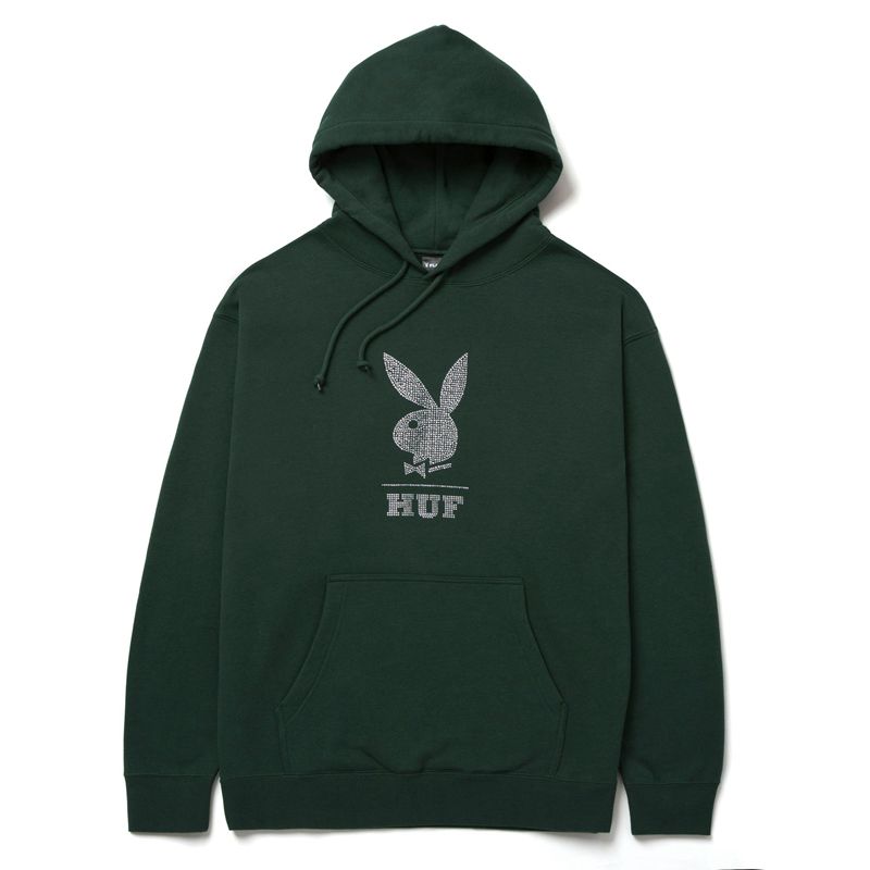 Sudadera Con Capucha Playboy X Huf Rhinestone Hombre Grises | 2865-ORUXE