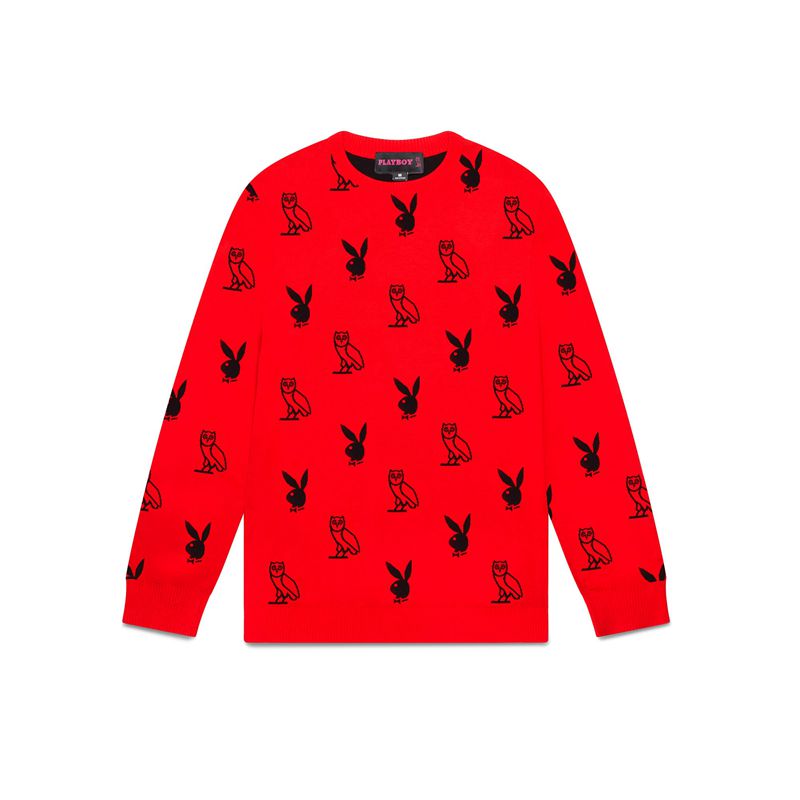 Suéteres Playboy X Ovo Intarsia Knit Hombre Rojos | 2871-MAIDS