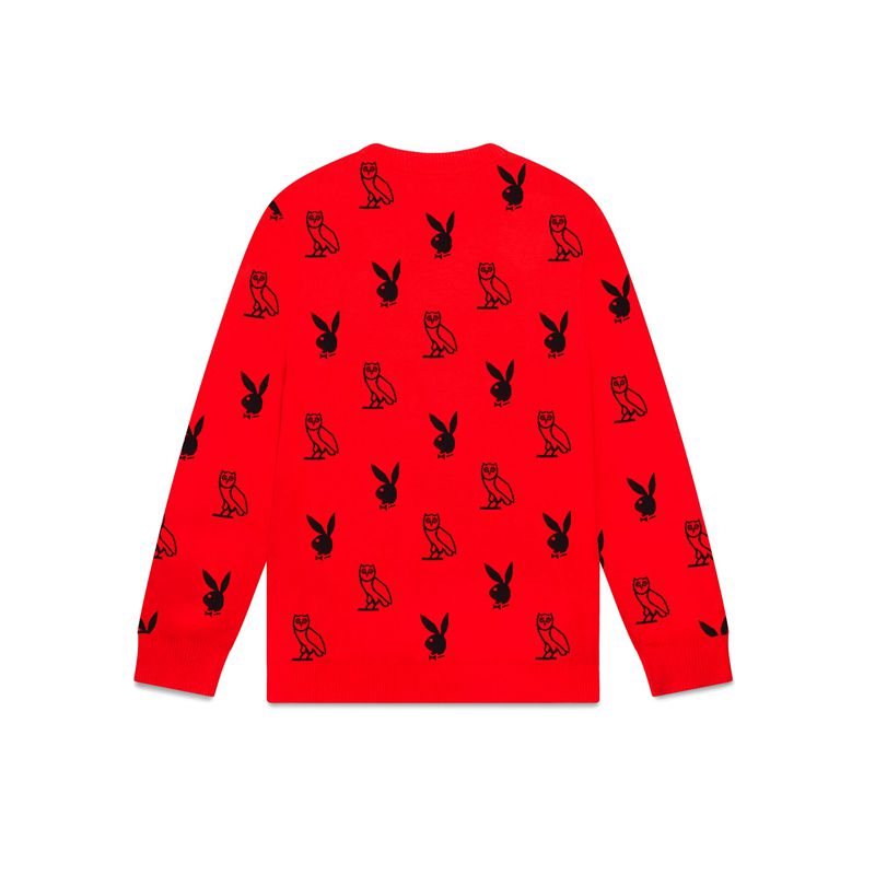 Suéteres Playboy X Ovo Intarsia Knit Hombre Rojos | 2871-MAIDS