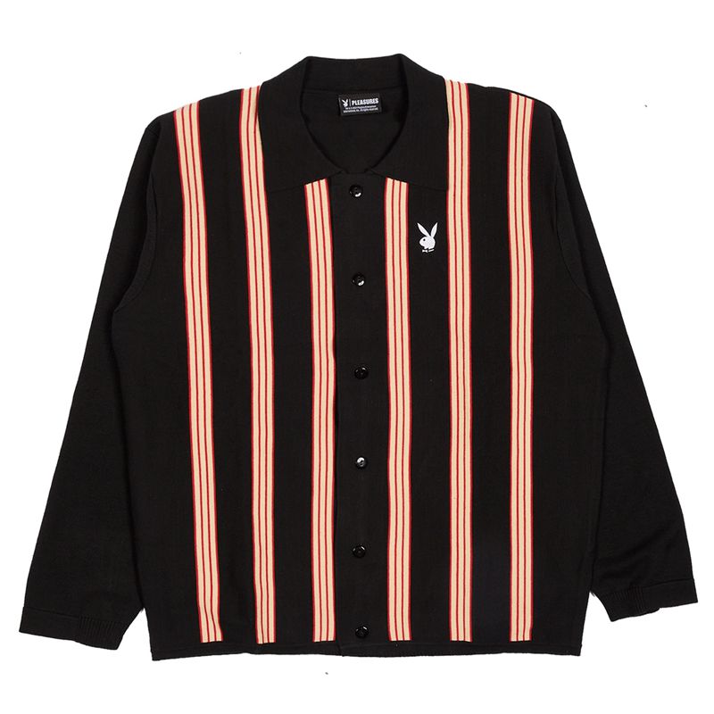 Suéteres Playboy X Pleasures Club Woven Cardigan Hombre Negros Naranjas | 1230-ISJEB