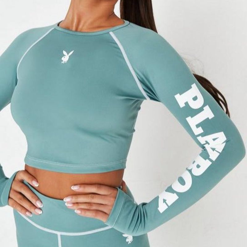 Tank Playboy Active Long Sleeve Mujer Verdes | 2046-WKRLT