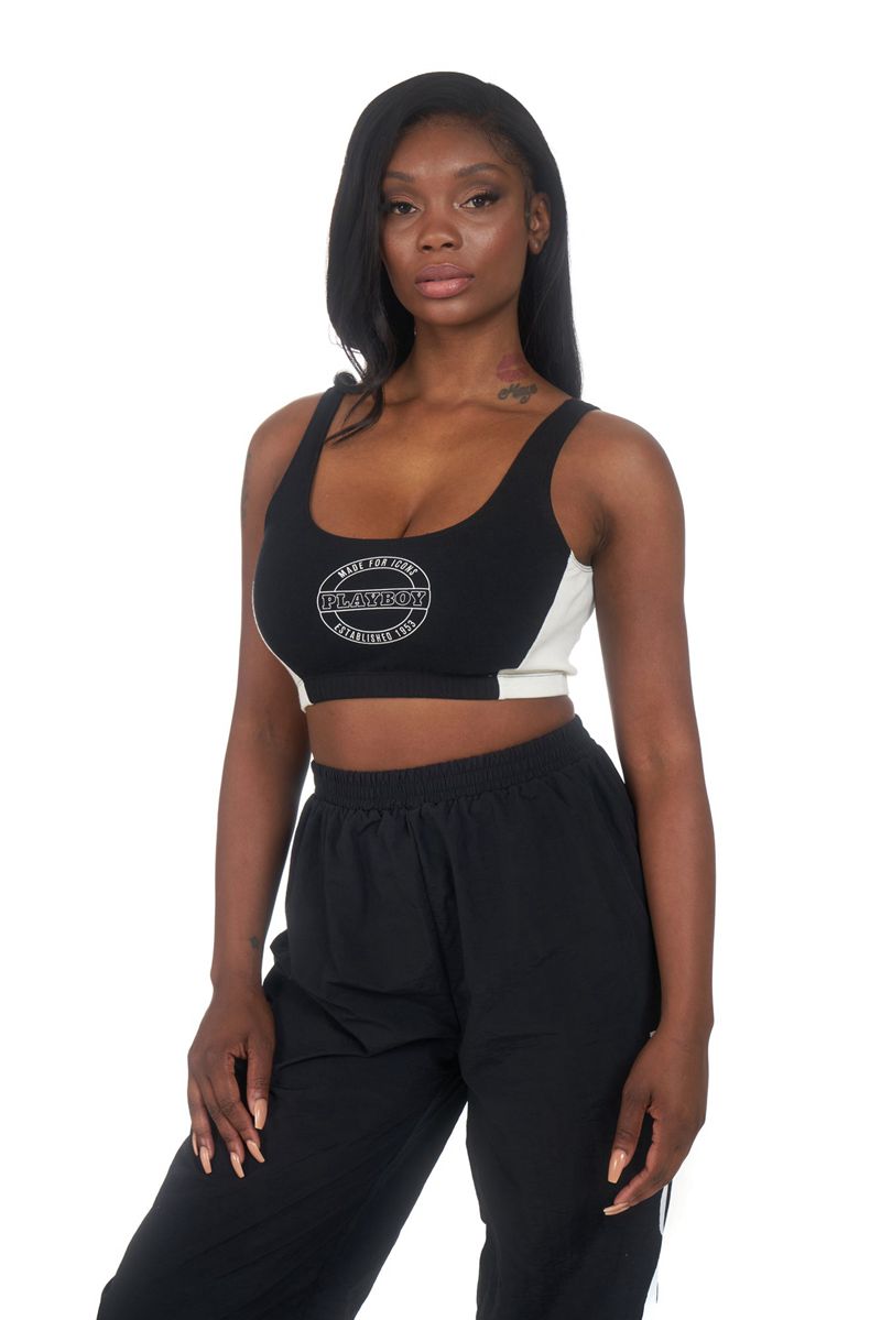 Tank Playboy Boxing Sports Bra Mujer Negros | 8543-BXYON