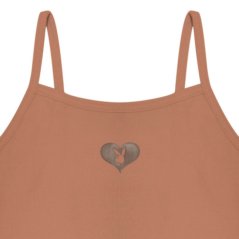 Tank Playboy Bunny Heart Binded Mujer Marrom | 7145-BJFSN