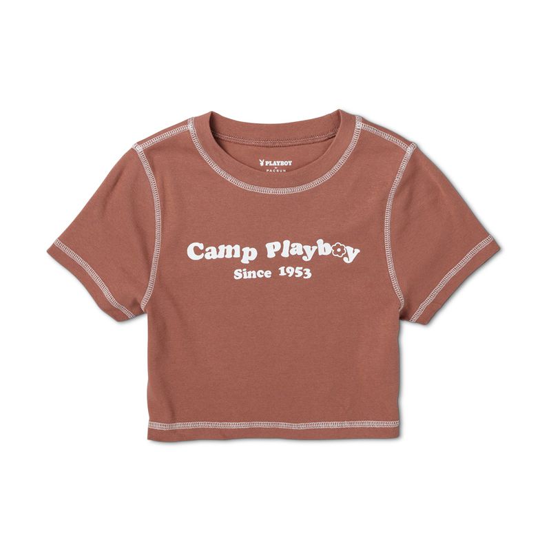 Tank Playboy Camp Classic Baby Tee Mujer Marrom | 9807-WZKYA