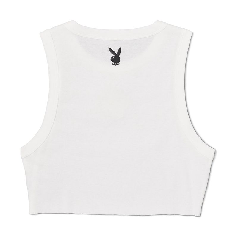 Tank Playboy Camper Cutoff Mujer Blancos | 4582-GYFER