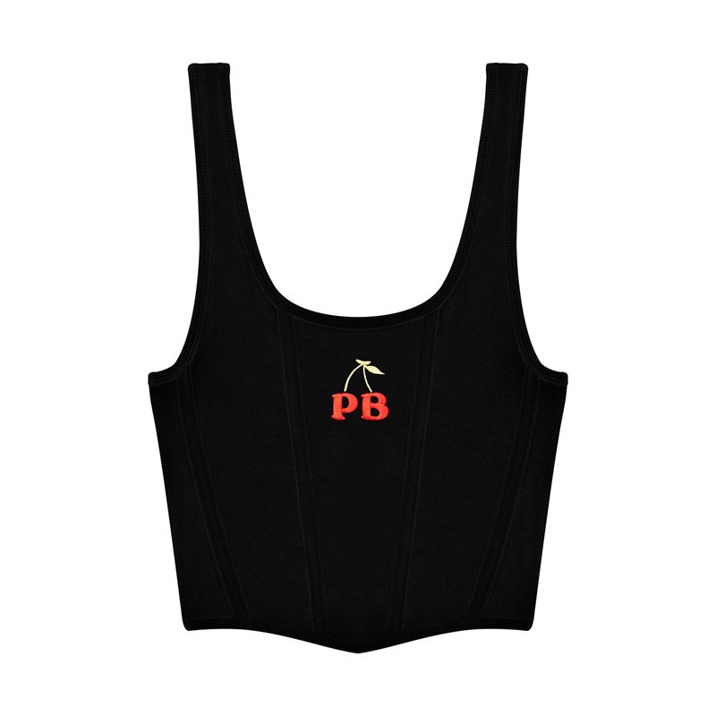 Tank Playboy Cherry Corset Rib Mujer Grises Oscuro | 0345-RPCIZ