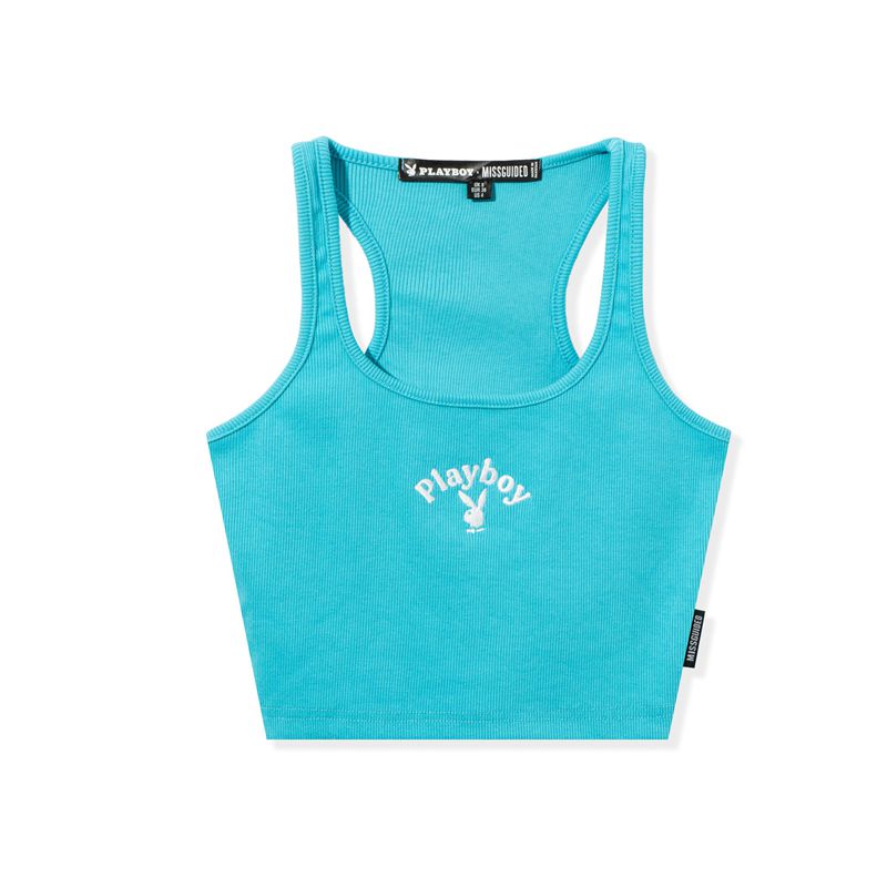 Tank Playboy Classic Racer Mujer Azules | 6049-KOUVS