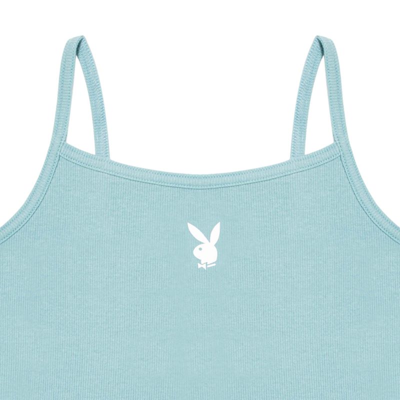 Tank Playboy Classic Ribbed Scoop Mujer Azules | 3179-NITBS