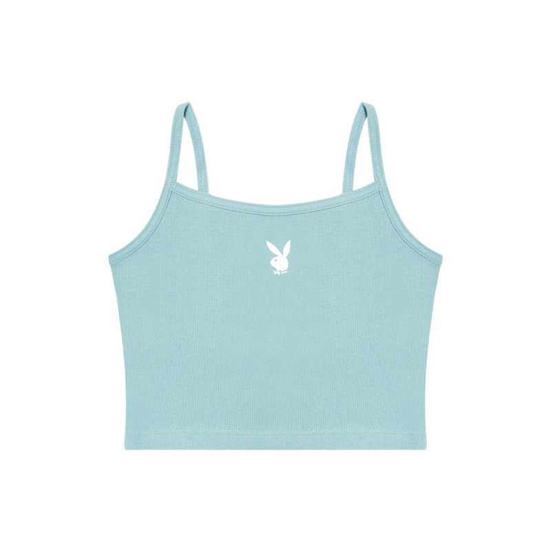 Tank Playboy Classic Ribbed Scoop Mujer Azules | 3179-NITBS